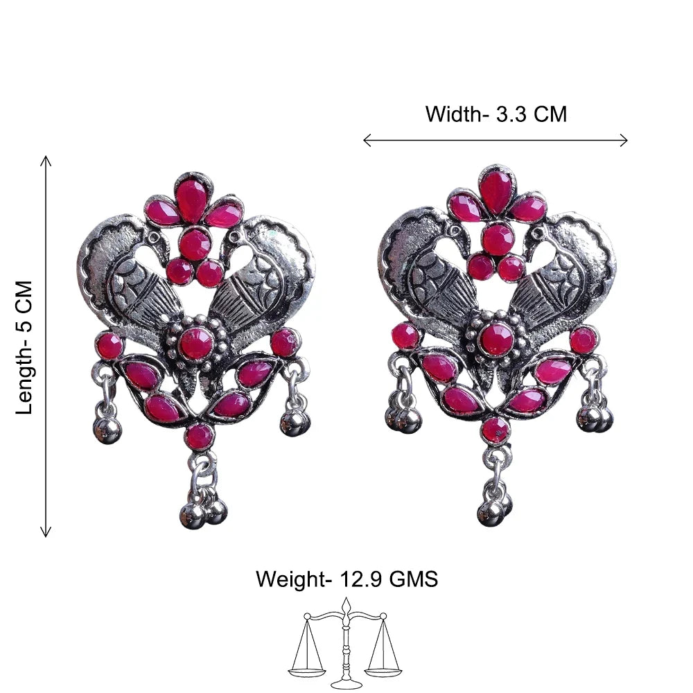 Kalash Kamal earring Bulbul Bling Party Studds earrings (Red) Combo set
