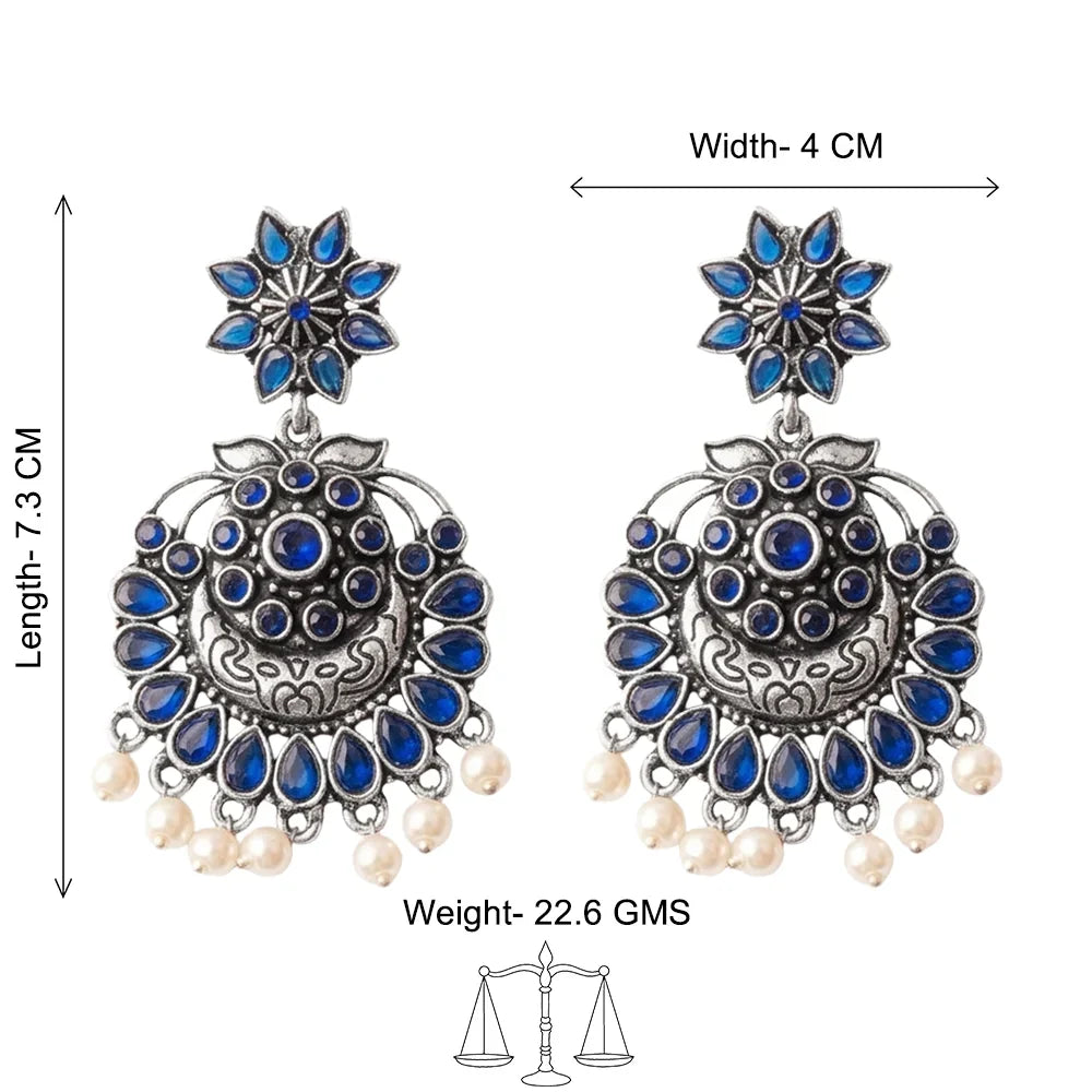 Peacock glow stone studded dangler & Little Petal dangler Combo set