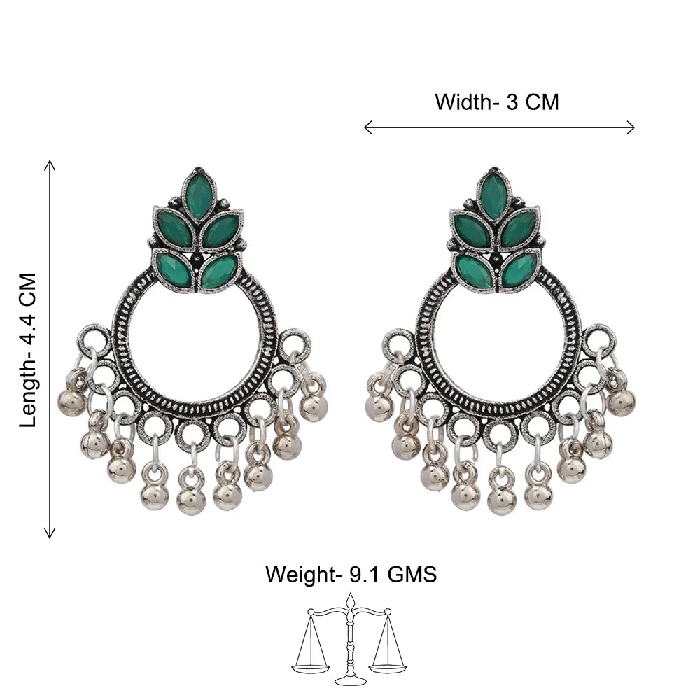 Kalash Kamal earring (Light Orange) Fine Shine stud earrings (Green) Combo set
