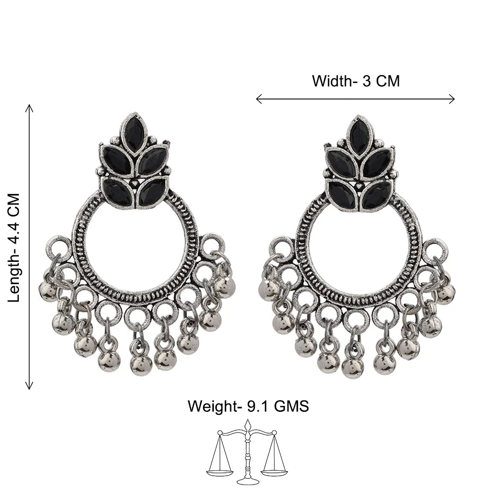 Kalash Kamal earring (Light Orange) Fine Shine stud earrings (Black) Combo set