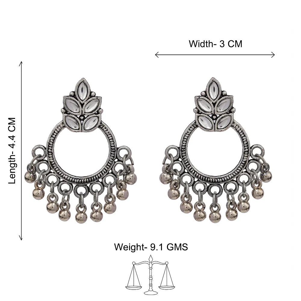 Kalash Kamal earring (Light Orange) Fine Shine stud earrings (White) Combo set