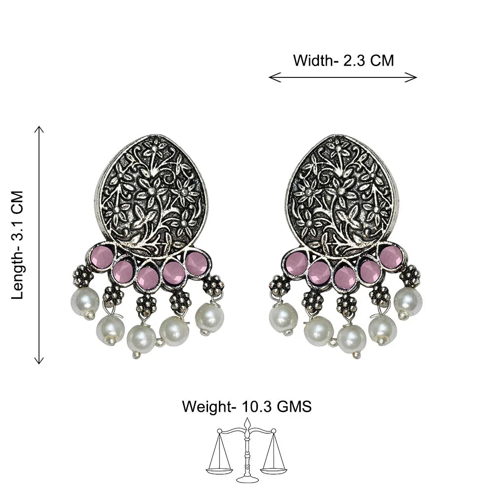 Peacock glow stone studded dangler & Zari carving drop stud earring Combo set
