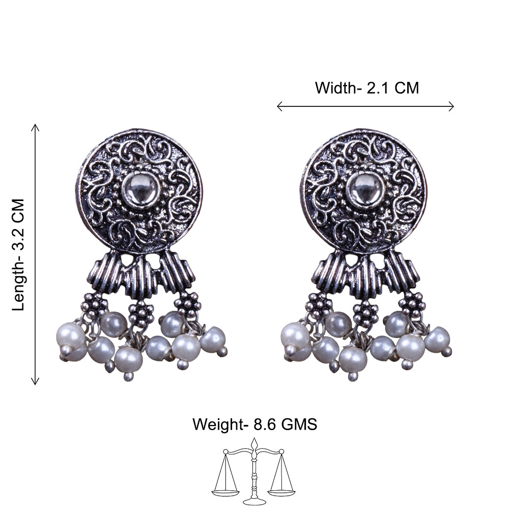 Button rays stud earring (White)