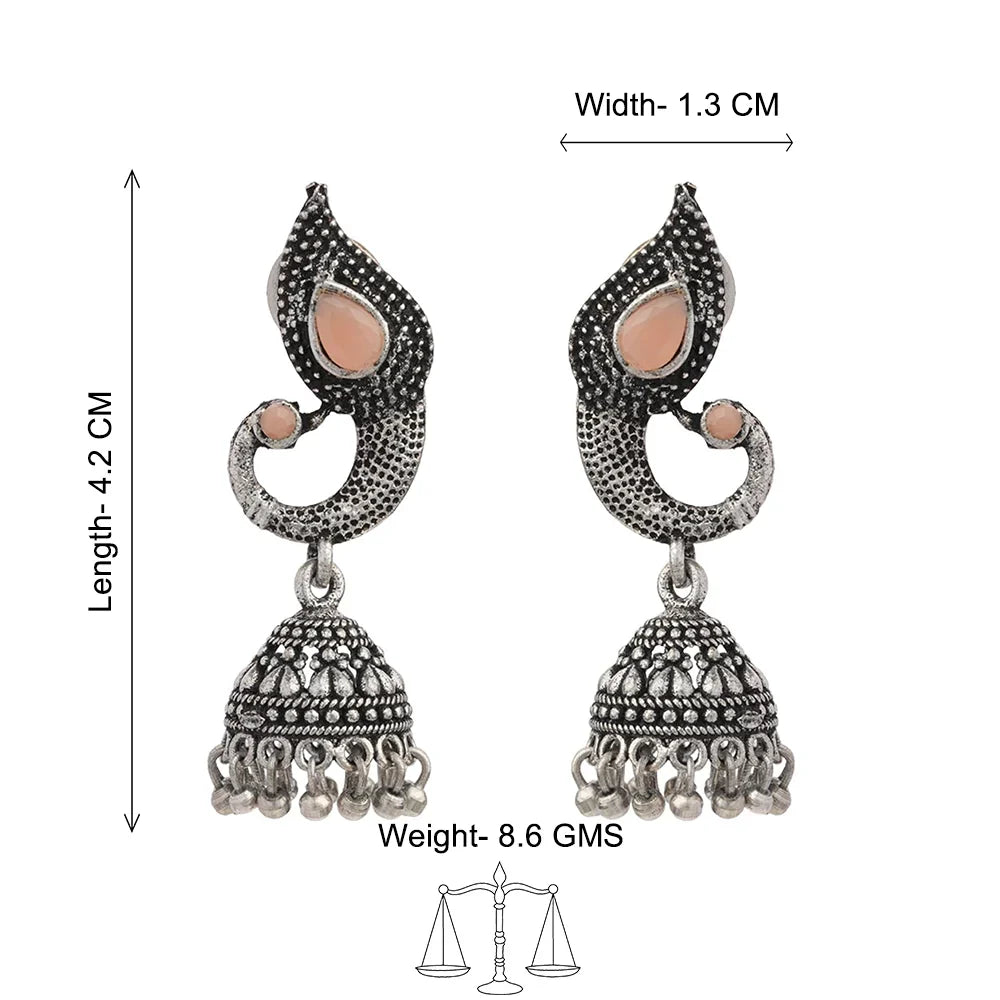 Peacock glow stone studded dangler & Paisley Swirl Ghungroo jhumki Combo set