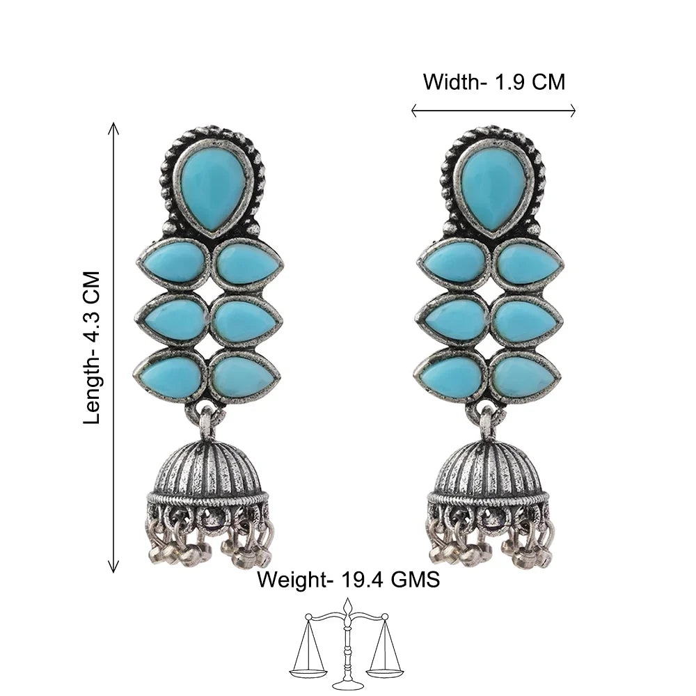 Charmbell earrings Light Orange Dazzle Dash Jhumki earring Sky Blue Combo set