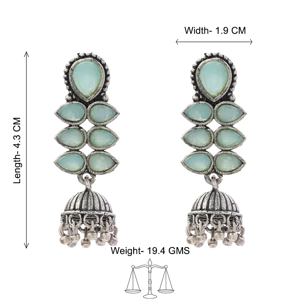 Charmbell earrings (Yellow) Dazzle Dash Jhumki earring (Mint) Combo set