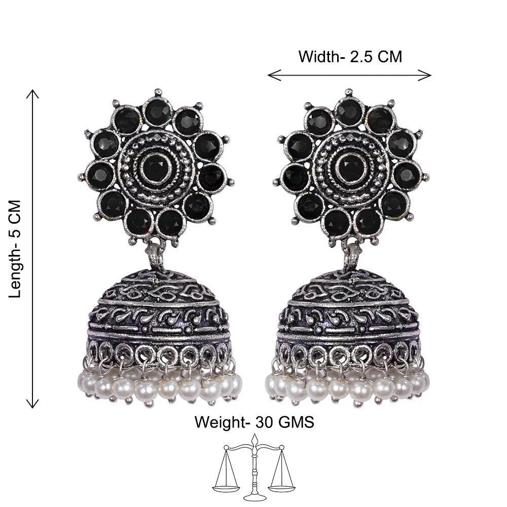 Peacock glow stone studded dangler & Phoolon ki baali pearl jhumki Combo set