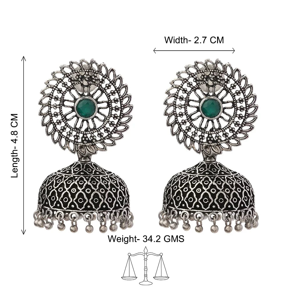 Peacock glow stone studded dangler earrings & Jhilmil jhumki earring Combo set