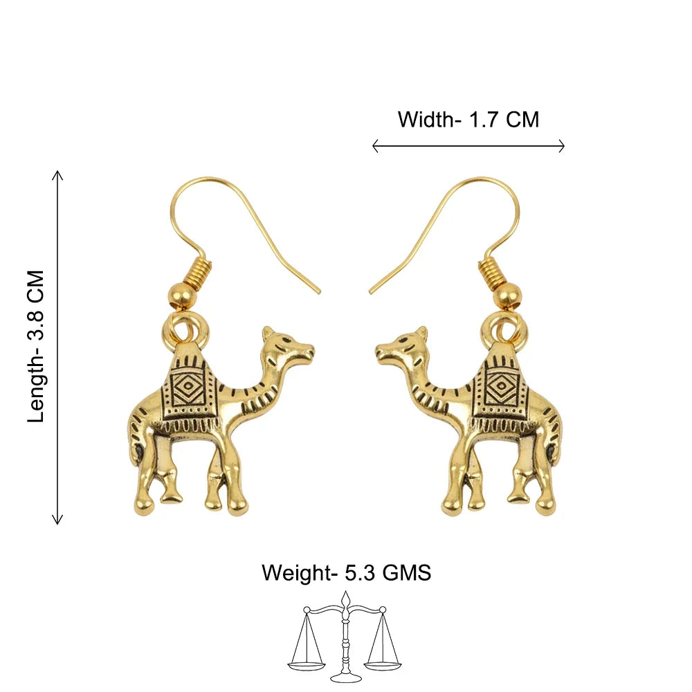 Peacock glow stone studded dangler earrings & Camel dangler earrings Combo set