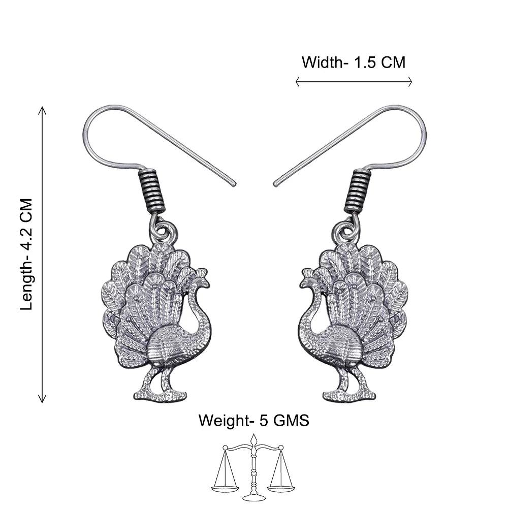Kalash Kamal earring Peacock royale dangler earrings (Silver) Combo set