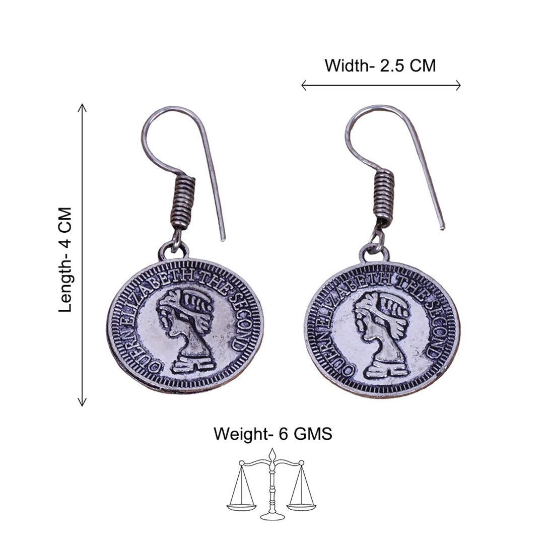 Kalash Kamal earring Crown Jewel dangler earrings (Silver) Combo set