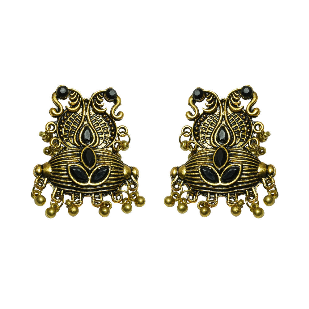 Golden gem ghunghroo stud earrings