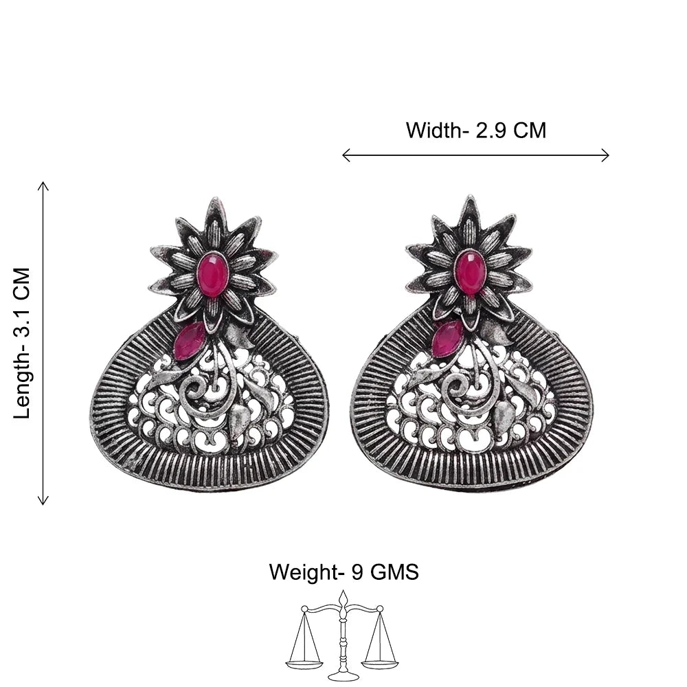 Peacock glow stone studded dangler & Glint stone studded stud Combo set
