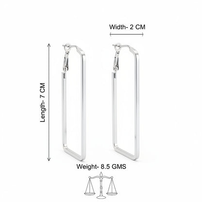 Sleek Silver Rectangular Hoop Earring