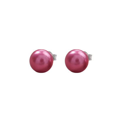 Glossy Dome Stud Earrings (Pink)