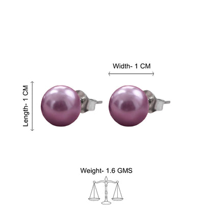Glossy Dome Stud Earrings (Purple)