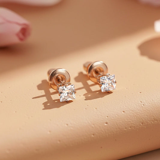 Zirconia Crystal Square Stud Earring