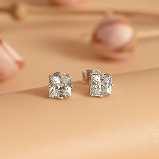 Zirconia Crystal Square Stud Earring