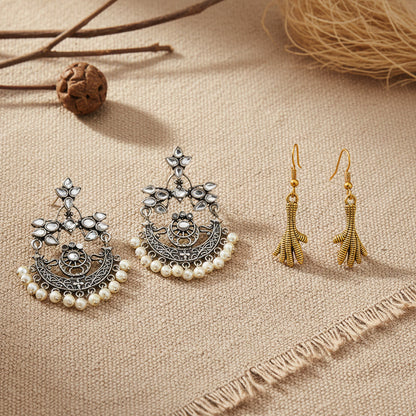 Carved Charm Dangler earrings &  Talon twist dangler earrings Combo set