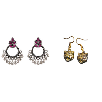 Fine Shine stud earrings (Red)&fiercely flawless dangler earrings Combo set