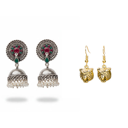 Evergreen earrings (Multicolored) fiercely flawless dangler earrings Combo set
