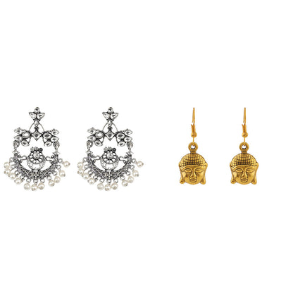 Carved Charm Dangler earrings (White) Devine aura dangler earrings Combo set