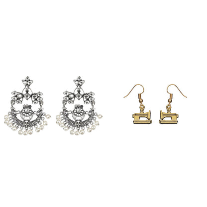 Carved Charm Dangler earrings (White) Sew-chic dangler earrings Combo set
