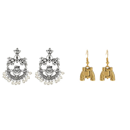 Carved Charm Dangler earrings (White) Eyeconic dangler earrings Combo set