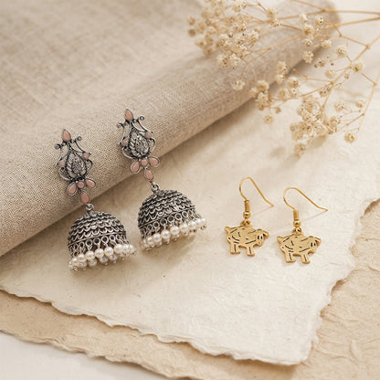 Kalash Kamal earring (Light Orange) Ba Ba dangler earrings Combo set