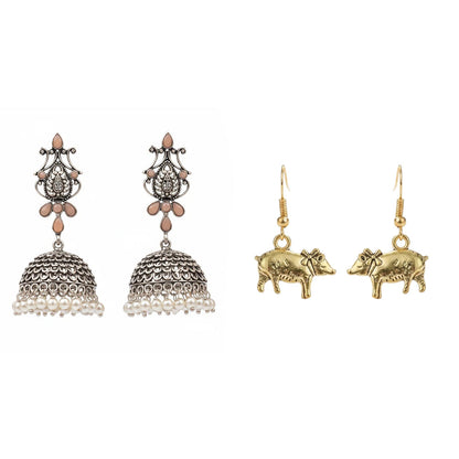 Kalash Kamal earring (Light Orange) piggy dangler earrings Combo set