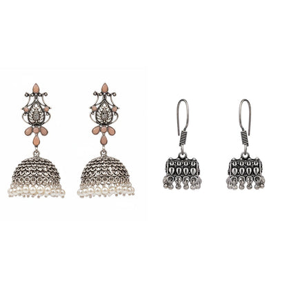 Kalash Kamal earring  Tiny Twinkle jhumki earring (Silver) Combo set