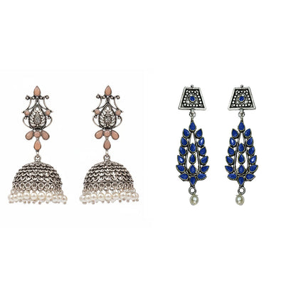 Kalash Kamal earring  Precious Petal stone studded dangler earring Combo