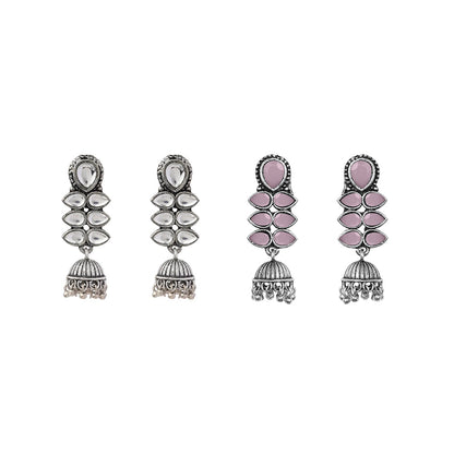 Dazzle Dash Jhumki earring (Baby Pink) Dazzle Dash Jhumki earring (White) Combo set