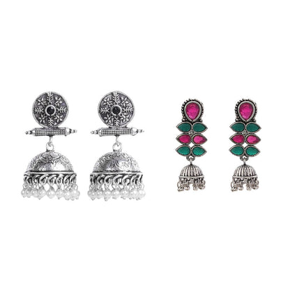 Charmbell earrings (Black) Dazzle Dash Jhumki earring (Multicolored) Combo set