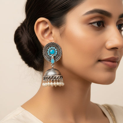 Evergreen earrings (Sky Blue) Treasure oink dangler earrings Combo set