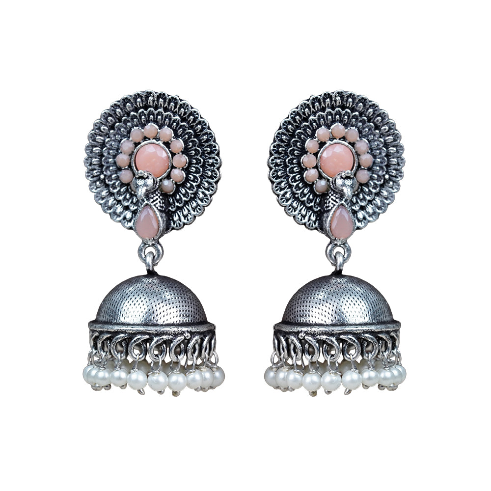 Evergreen earrings (Light Orange) Precious Petal stone studded dangler earring (Baby Pink) Combo set