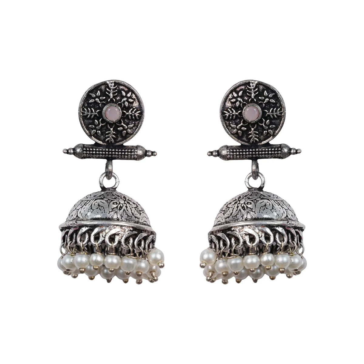 Dazzle Dash Jhumki earring (Black) Charmbell earrings (Light Orange) Combo set