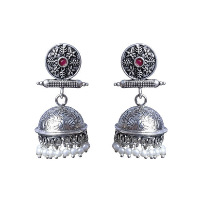 Carved Charm Dangler earrings (White) Charmbell earrings (Red) Combo set