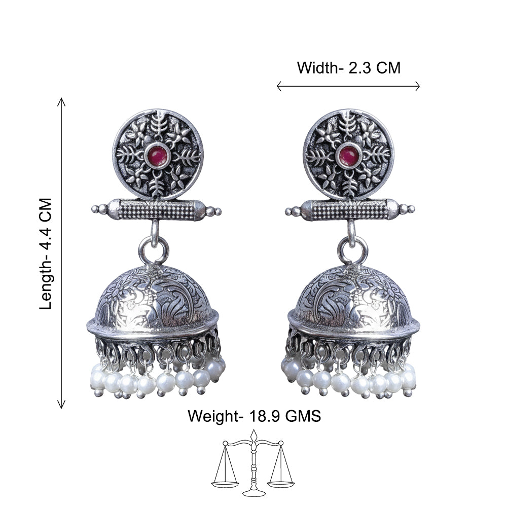 Carved Charm Dangler earrings (White) Charmbell earrings (Red) Combo set