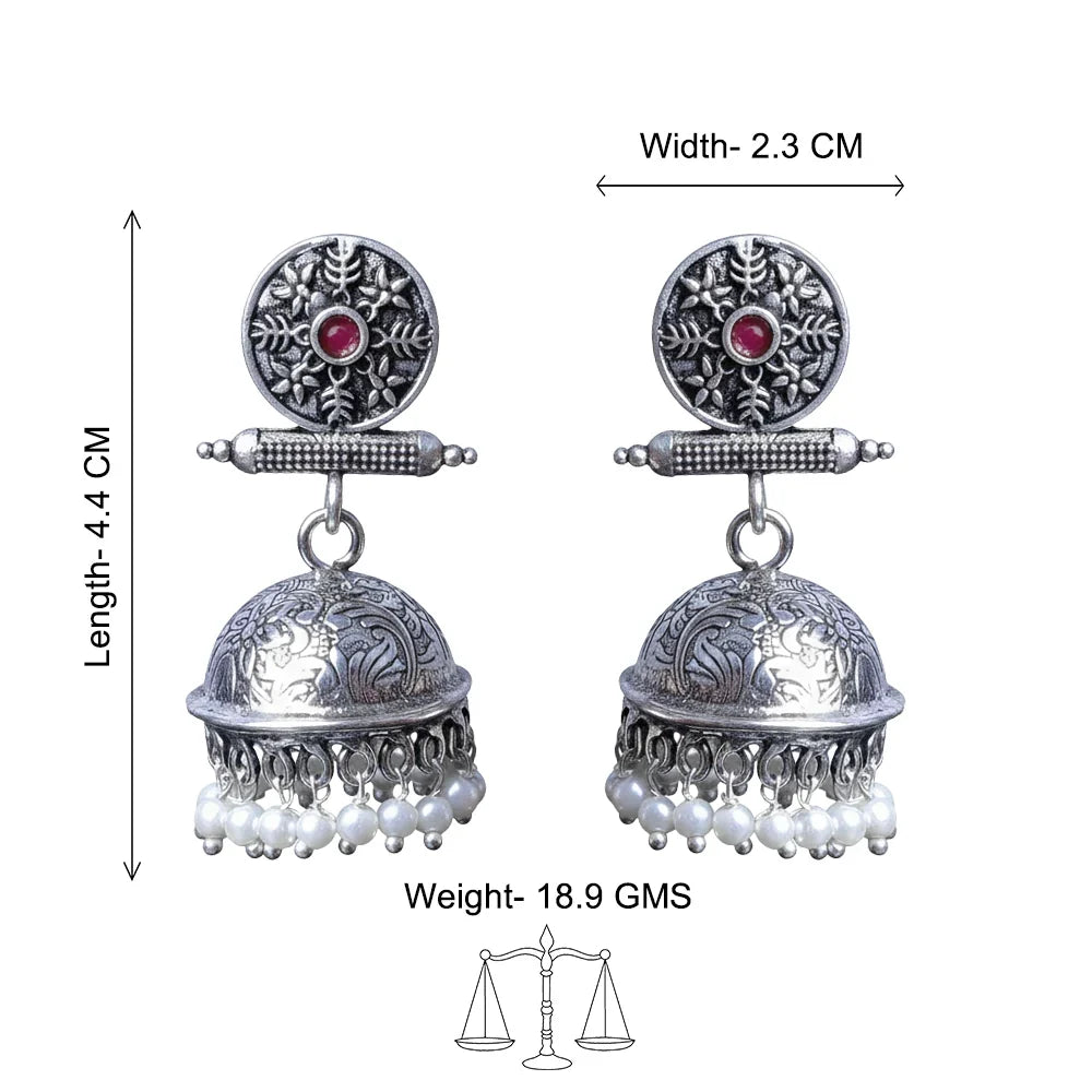 Charmbell earrings (Red) Dazzle Dash Jhumki earring (Multicolored) Combo set