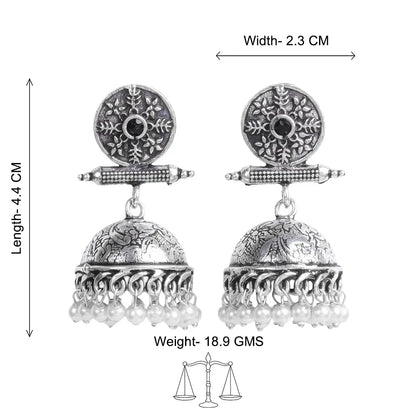 Charmbell earrings (Black) Dazzle Dash Jhumki earring (Blue) Combo set
