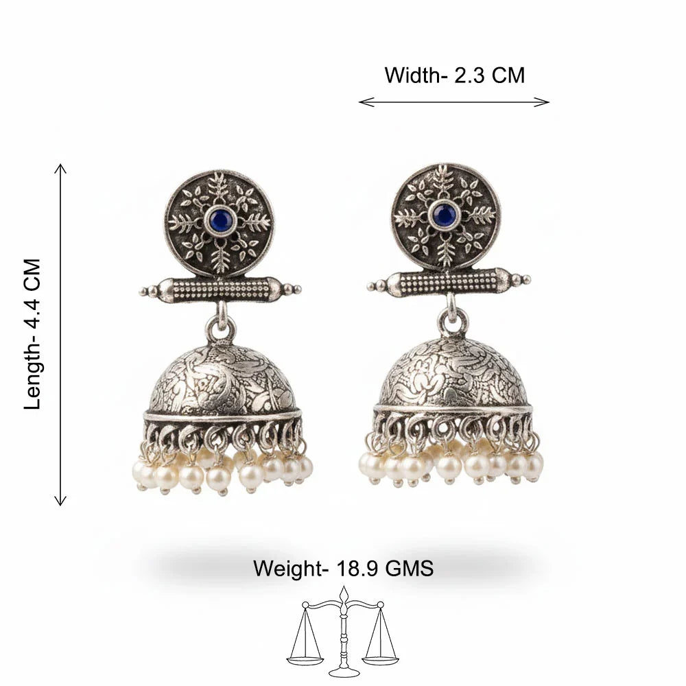 Charmbell earrings (Blue) Dazzle Dash Jhumki earring (Baby Pink) Combo set