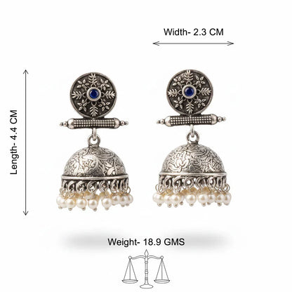 Charmbell earrings (Blue) Dazzle Dash Jhumki earring (Baby Pink) Combo set
