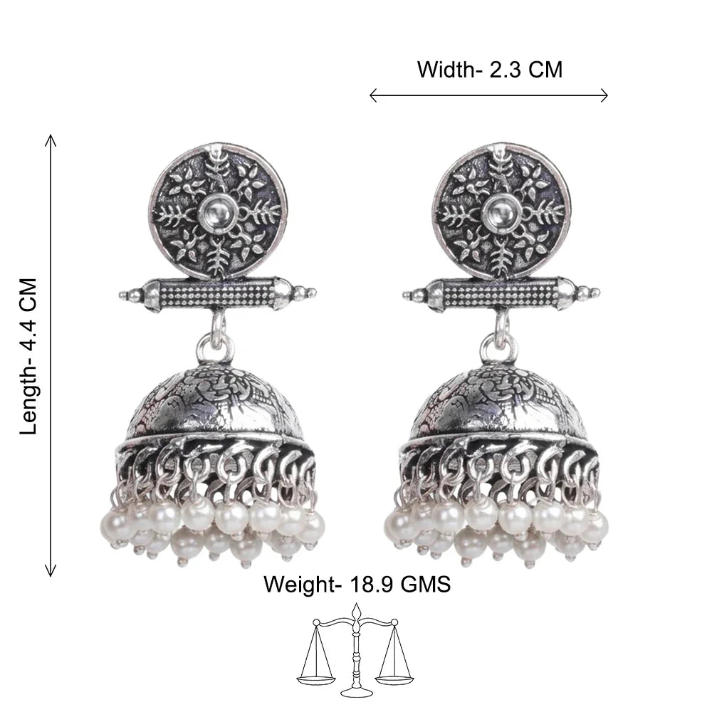 Charmbell earrings (White) Dazzle Dash Jhumki earring (Blue) Combo set