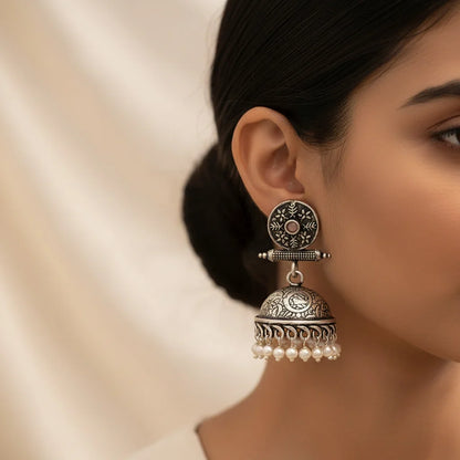 Charmbell earrings Light Orange Dazzle Dash Jhumki earring Pink Combo set