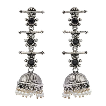 Royal Triple Bell Layered Jhumka Earring (Black) Dazzle Dash Jhumki earring (Multicolored) Combo set