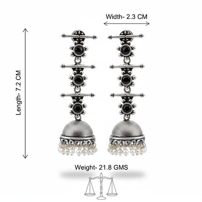 StylishKudi Oxidised Silver Stud & Chandbali Earrings Combo Set for Women&girl