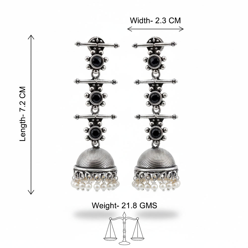 Royal Triple Bell Layered Jhumka Earring (Black) Talon twist dangler earrings Combo set