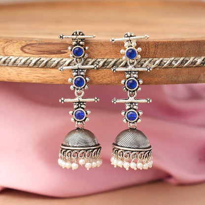 StylishKudi Oxidised Silver Jhumki&Danglers ComboSet for Women&girl