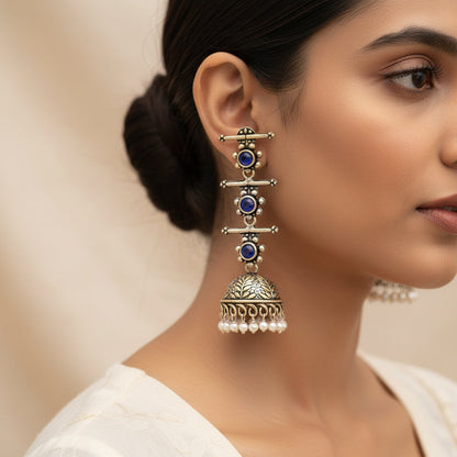 StylishKudi Oxidised Silver Jhumki&Stud Earring ComboSet for Women&girl